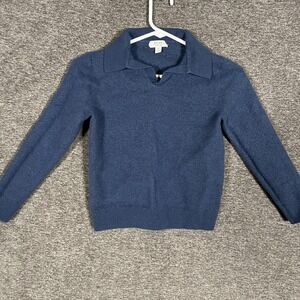 Reiss Sweater Medium‎ FITS SMALL Blue 100% Merino Wool Collared Knit Pullover